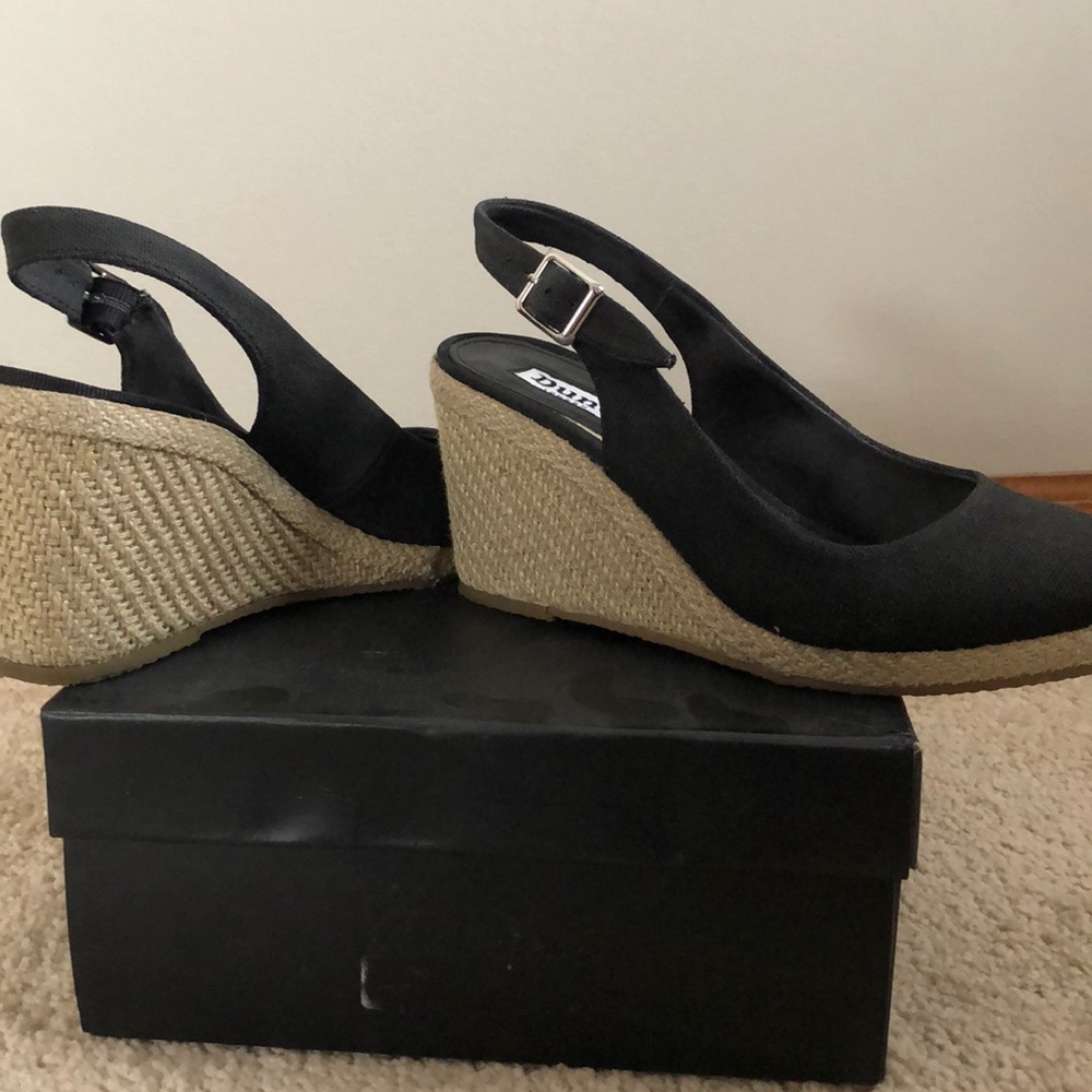Dune London Black Canvas Espadrille Wedge Slingbacks - Picture 7 of 7
